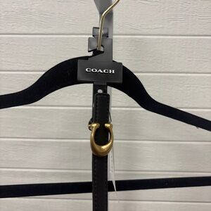 Coach Black Leather Belt with Gold Buckle NWT